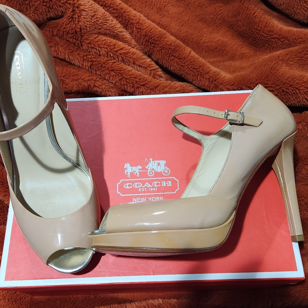Coach Nude Peep-Toe Heel